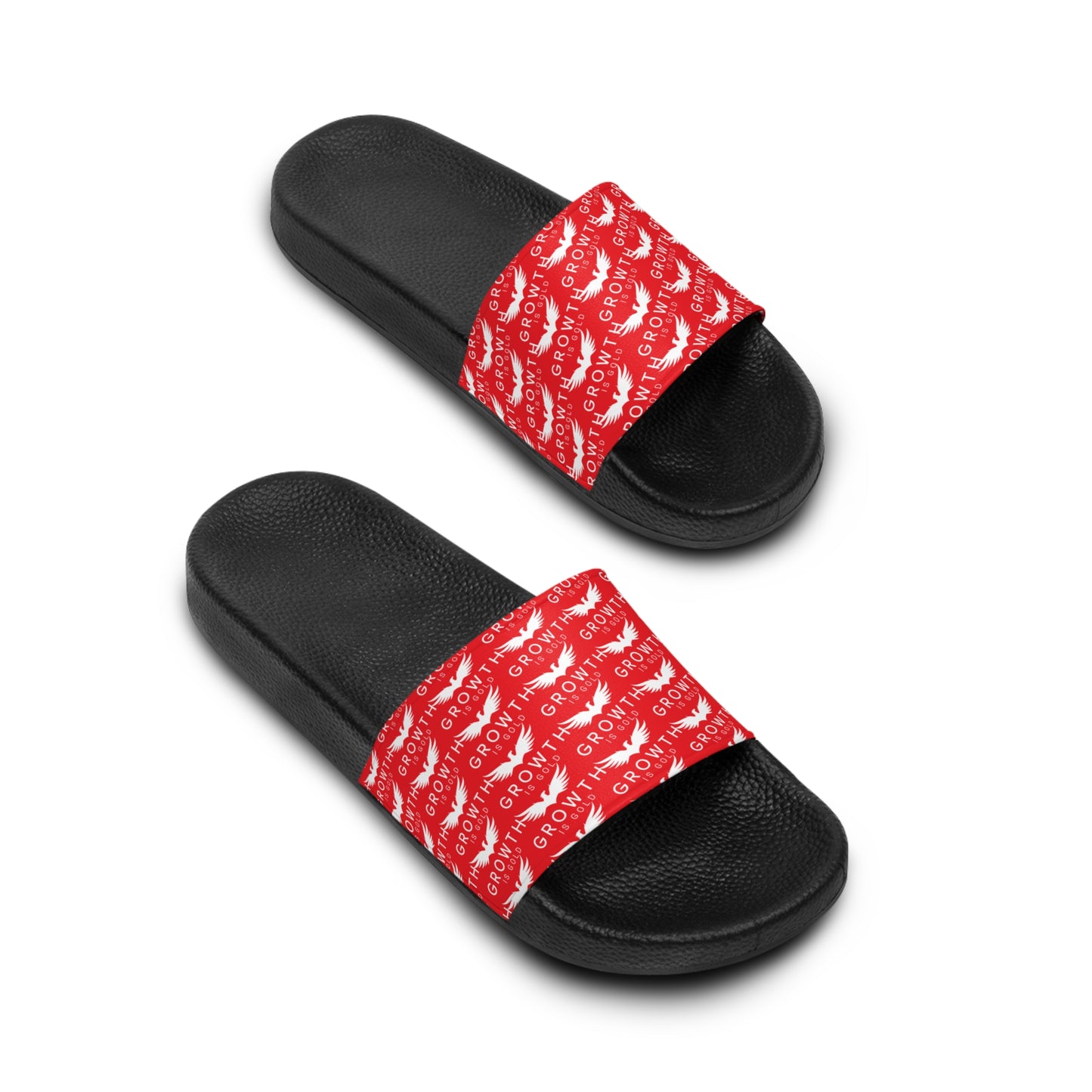 Growth is Gold Men's Slide Sandals - Comfortable Casual Footwear for Summer, Pool Days, Beach Trips, and Everyday Wear