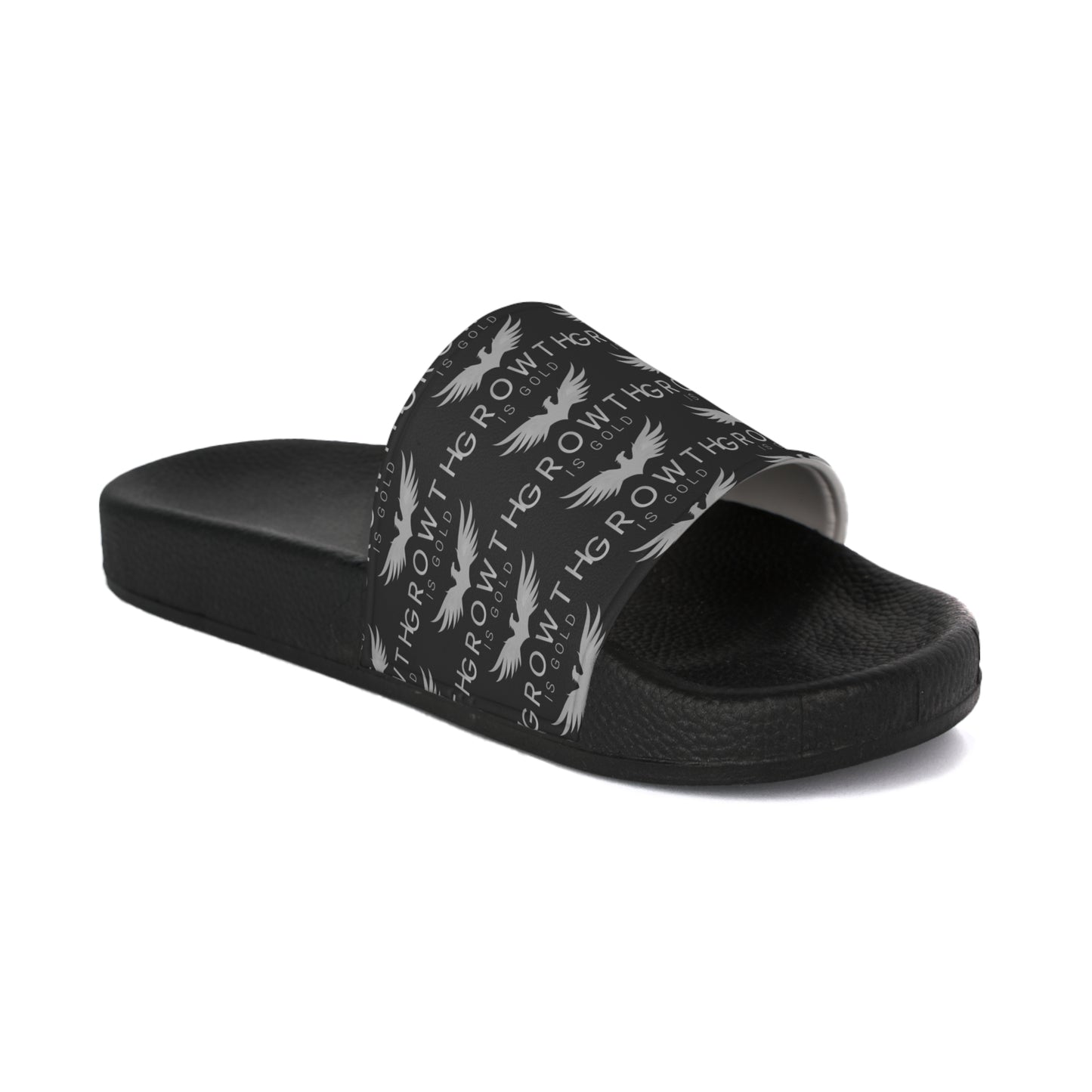 Growth Is Gold Men's Slide Sandals - Comfortable Casual Footwear for Summer, Pool Days, Beach Trips, and Everyday Wear