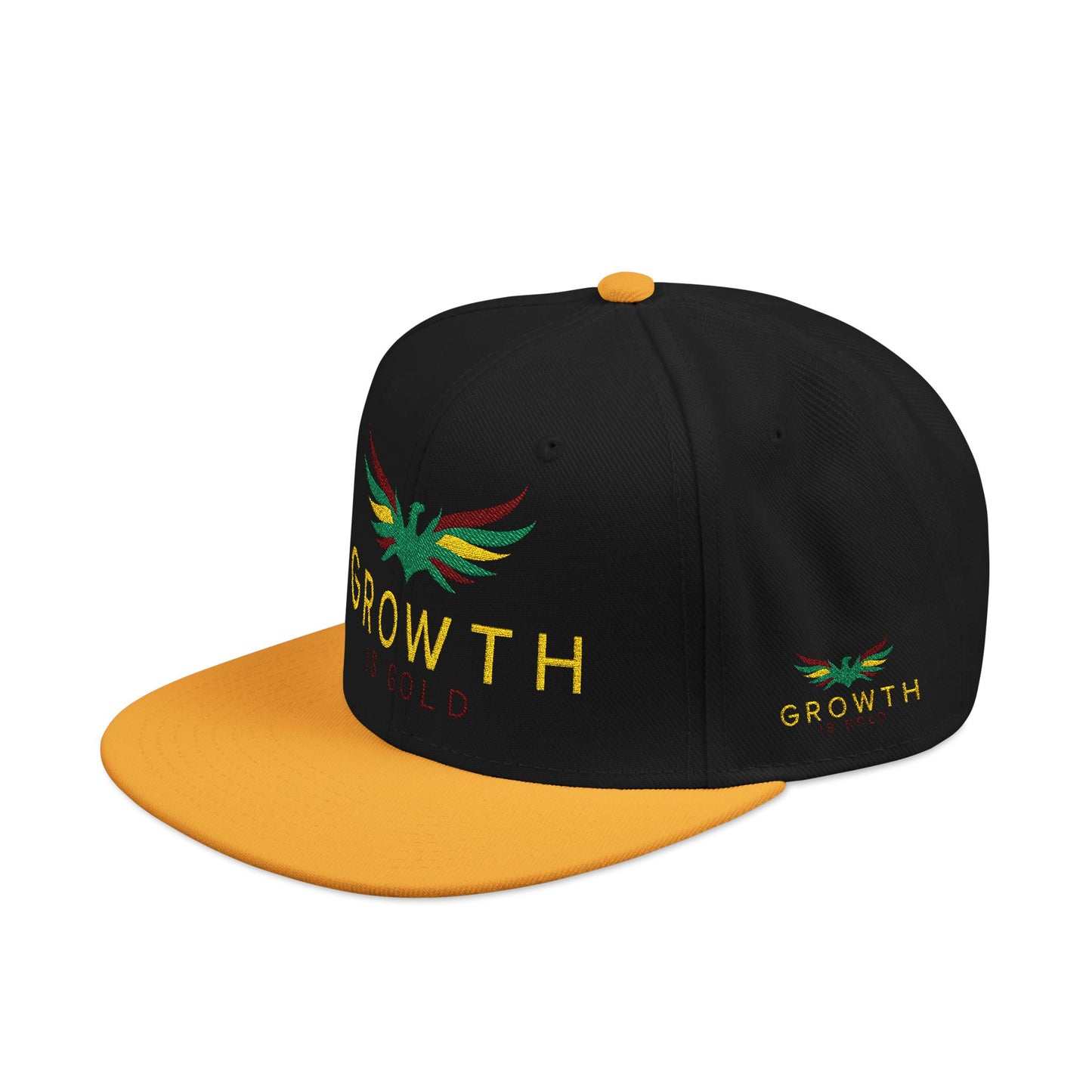 Embroidered Snapback Hat - Growth is Gold Design, Adjustable Cap, Streetwear Accessories, Gift for Him/Her, Summer Fashion