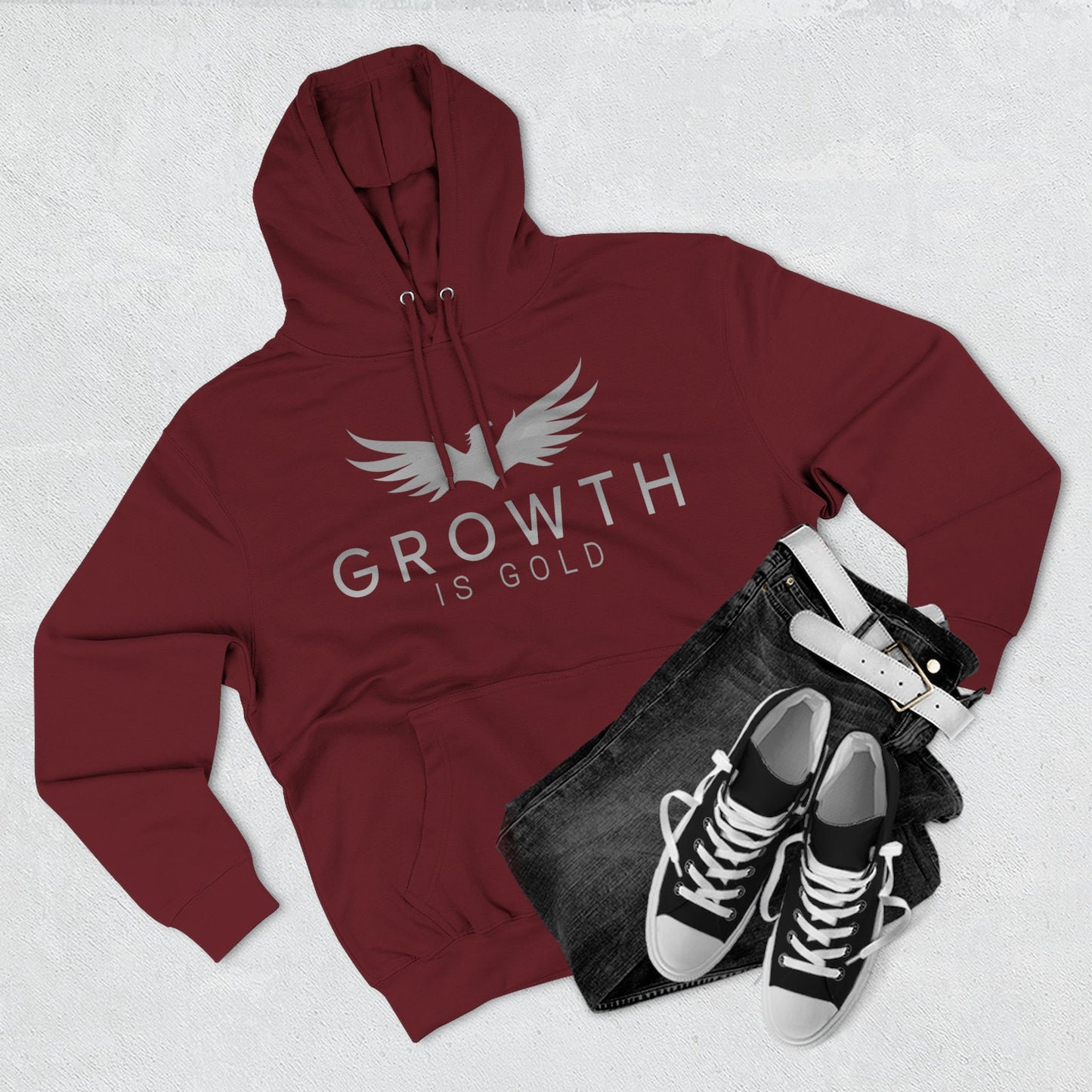 Inspirational Fleece Hoodie - Growth is Gold, Cozy Apparel, Motivational Gift, Unisex Clothing, Perfect for Any Occasion
