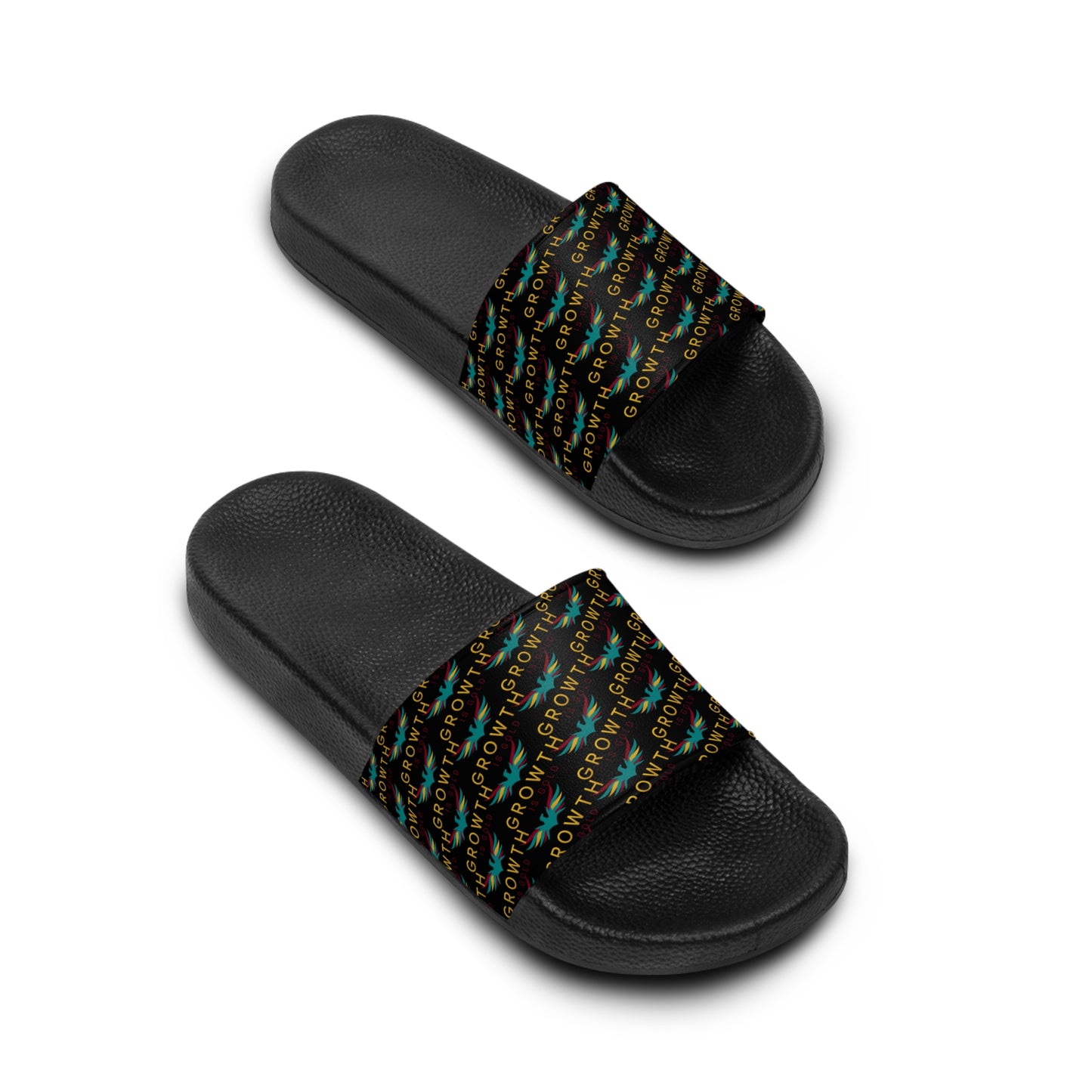 Growth is Gold Men's Slide Sandals - Comfortable Casual Footwear for Summer, Pool Days, Beach Trips, and Everyday Wear
