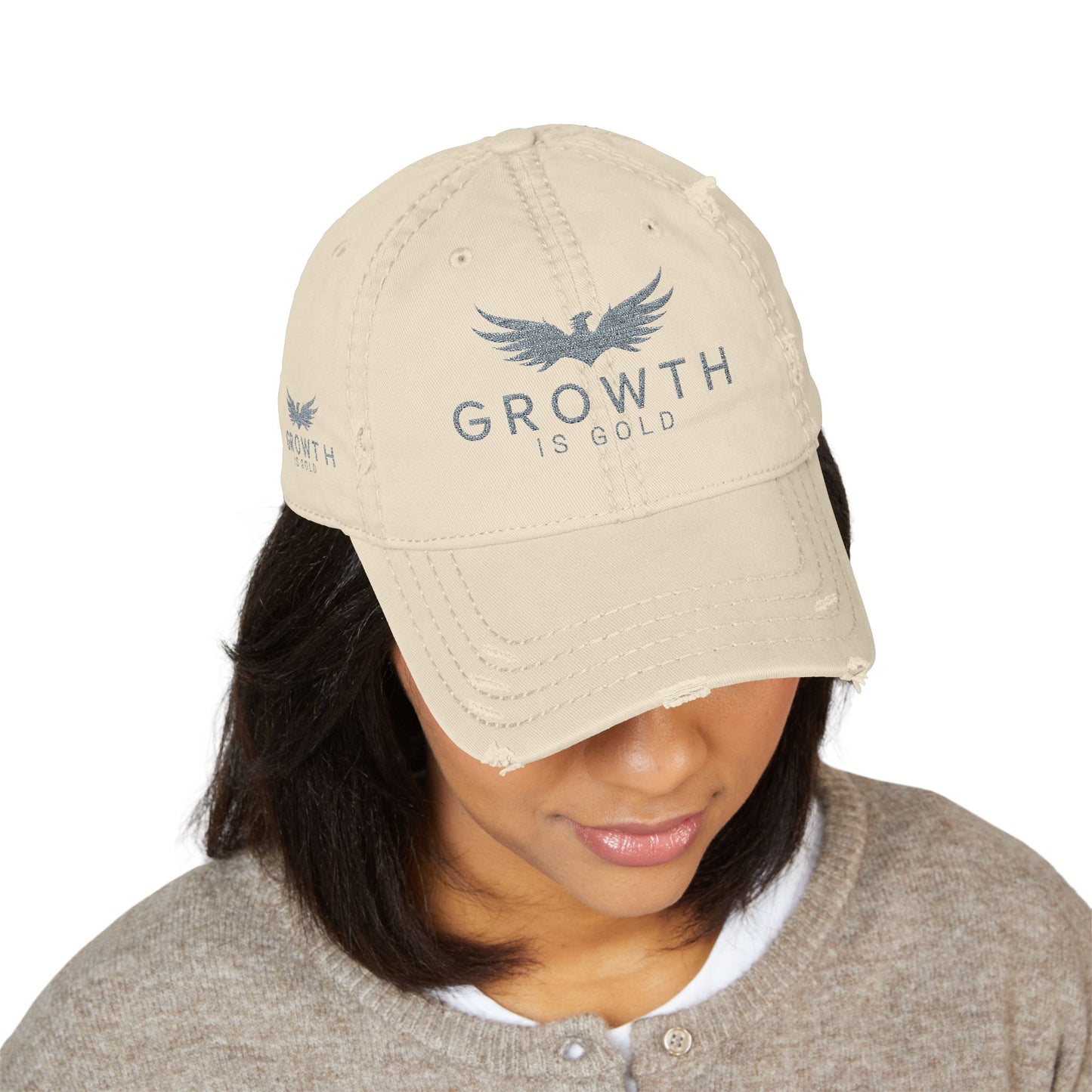 Distressed GROWTH IS GOLD Hat with Inspirational Embroidery - Vintage Cap for Growth Lovers, Casual Style, Gift for Friends, Everyday Use, [...]
