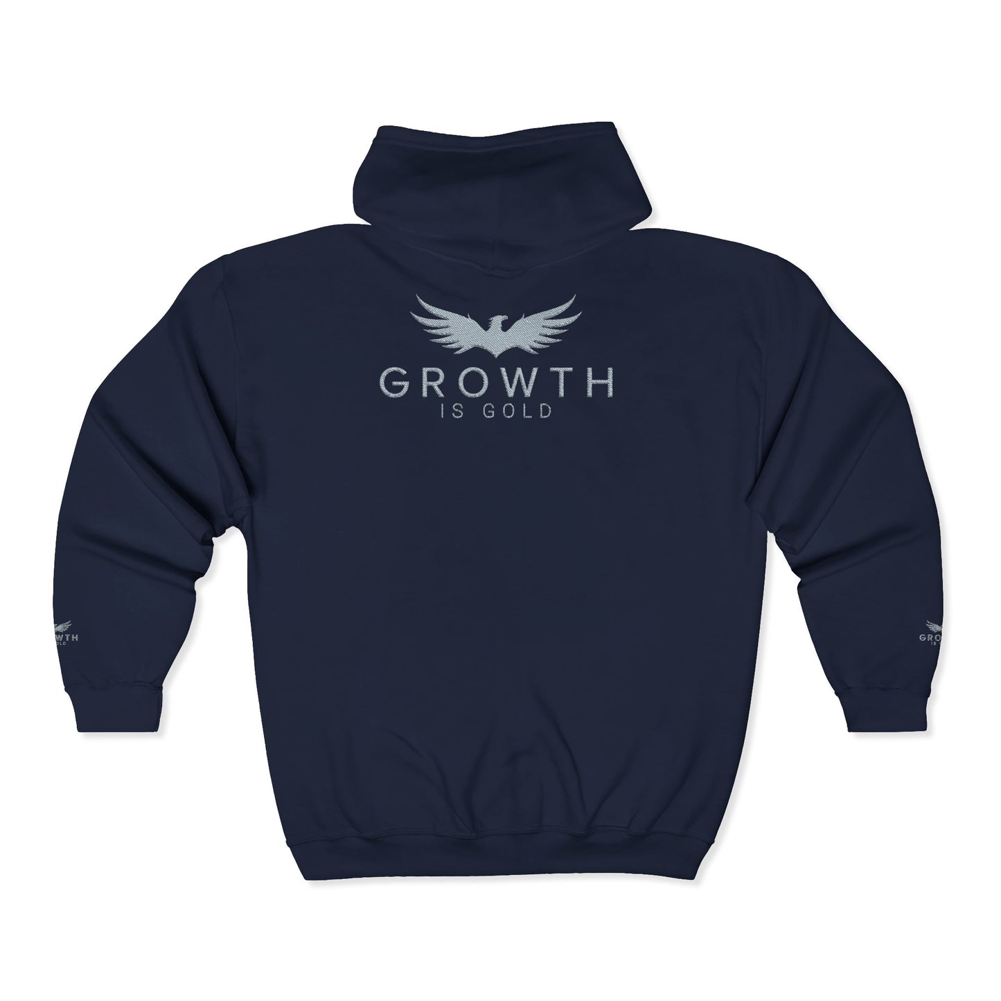 Growth Is Gold Unisex Zip Hoodie, Comfortable Layering, Perfect for Gift, Fitness Enthusiasts, Inspirational Apparel