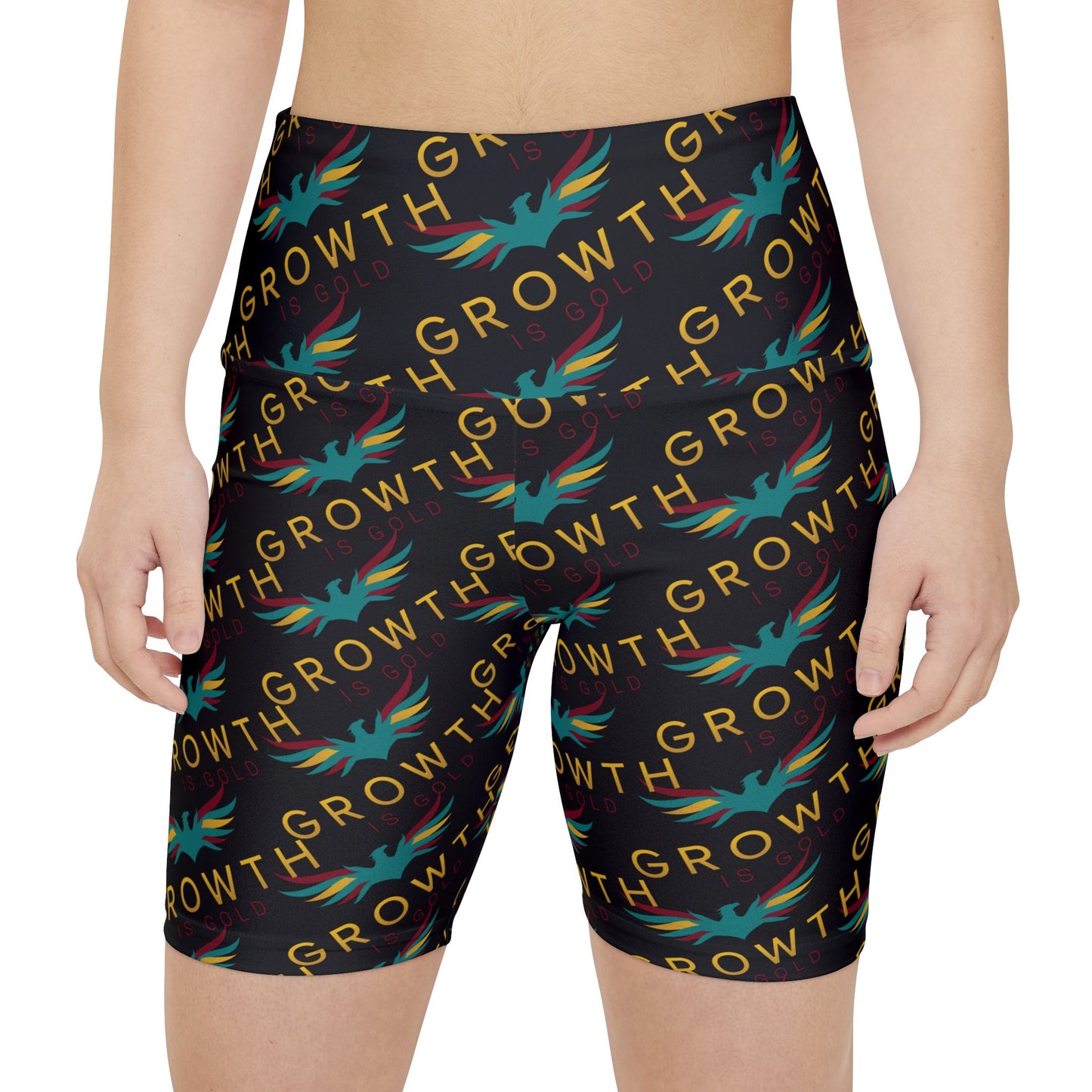 Workout Shorts — 'GROWTH' Motivational All-Over Print