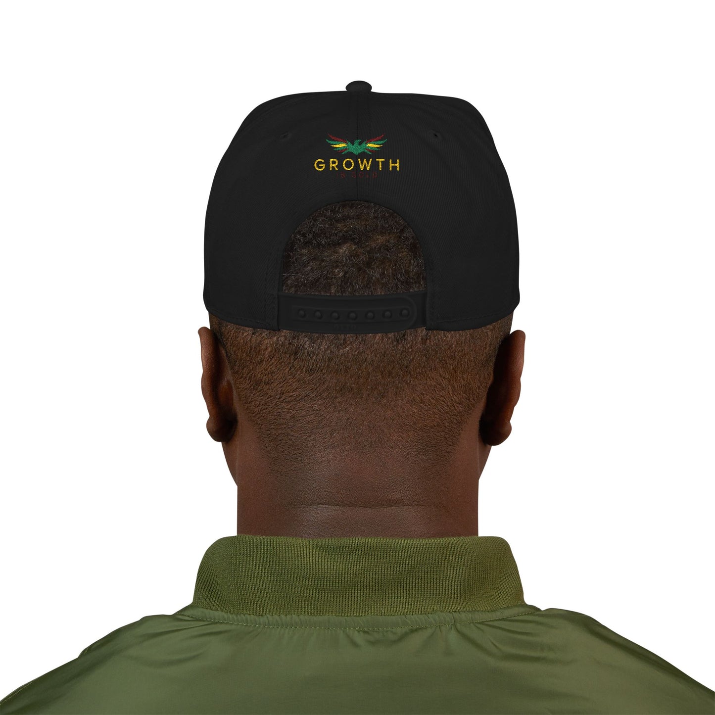 Embroidered Snapback Hat - Growth is Gold Design, Adjustable Cap, Streetwear Accessories, Gift for Him/Her, Summer Fashion