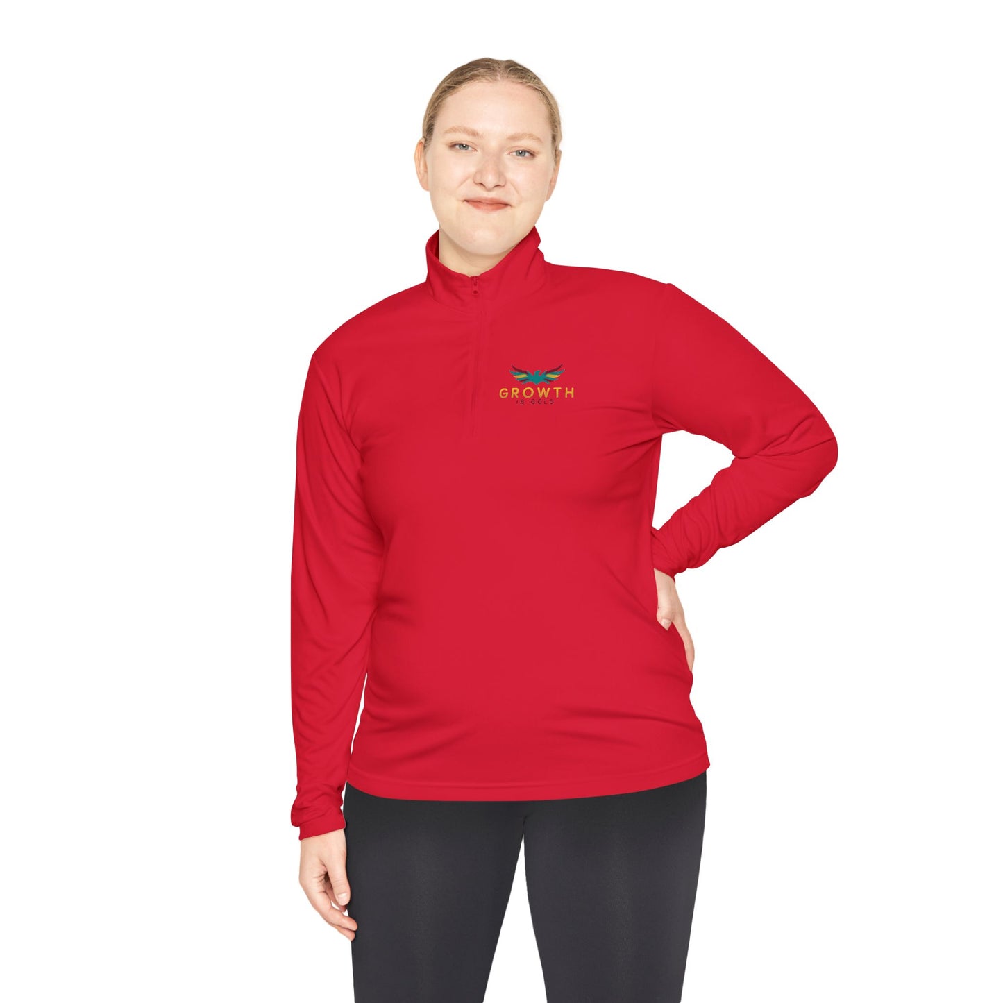 Growth is Gold Unisex Quarter-Zip Pullover - Stylish Activewear for Growth Mindset Enthusiasts, Perfect for Everyday Wear, Gifts, Motivation