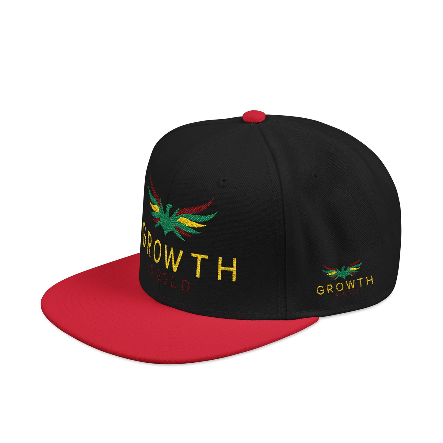 Embroidered Snapback Hat - Growth is Gold Design, Adjustable Cap, Streetwear Accessories, Gift for Him/Her, Summer Fashion