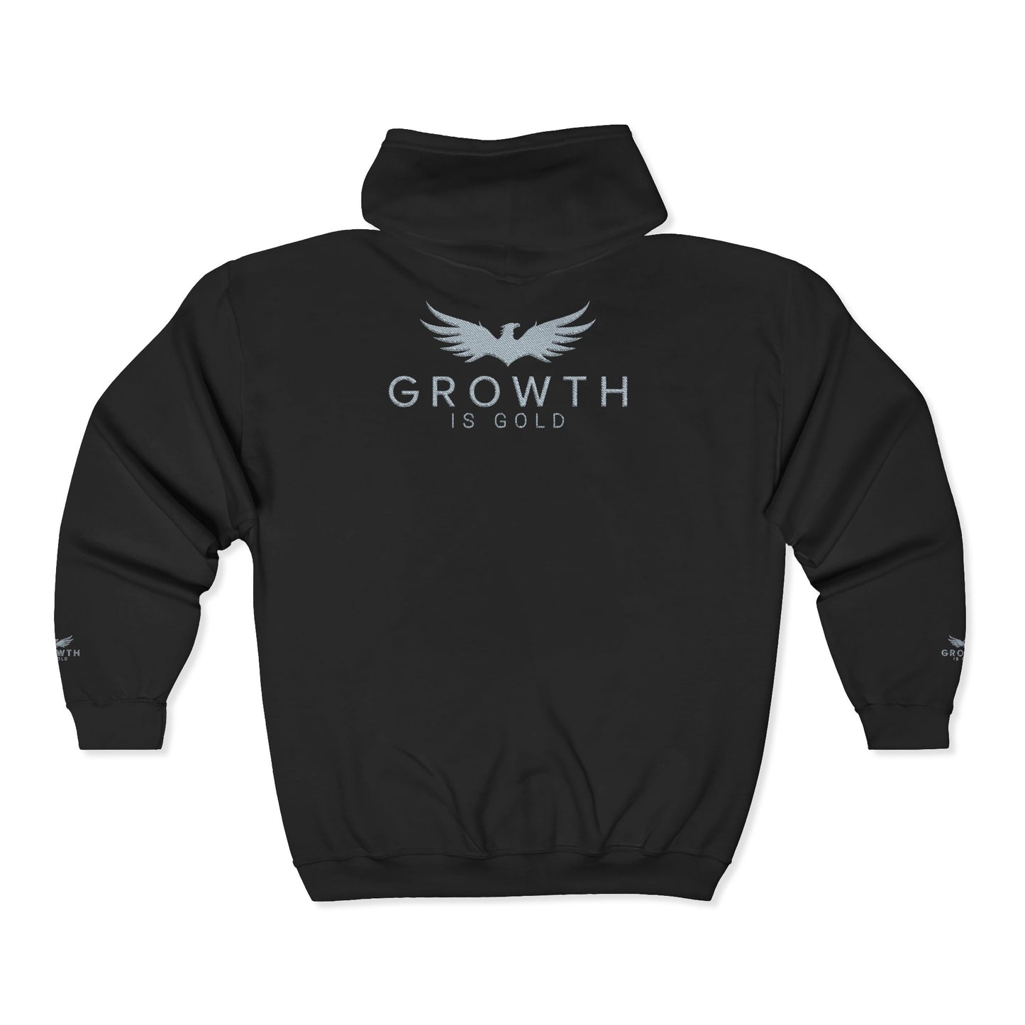 Growth Is Gold Unisex Zip Hoodie, Comfortable Layering, Perfect for Gift, Fitness Enthusiasts, Inspirational Apparel