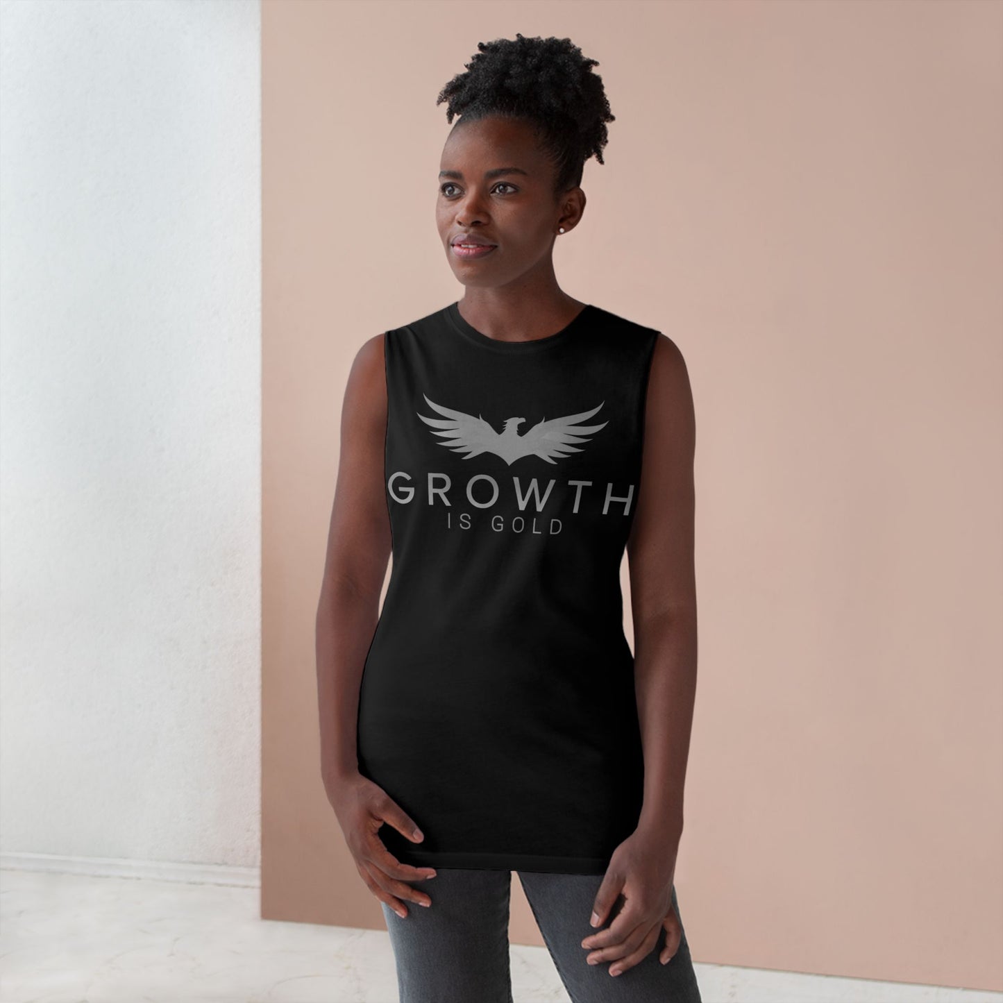 Unisex Growth is Gold Tank - Inspirational Activewear, Motivational Workout Top, Fitness Gift, Summer Apparel, Gym Wear