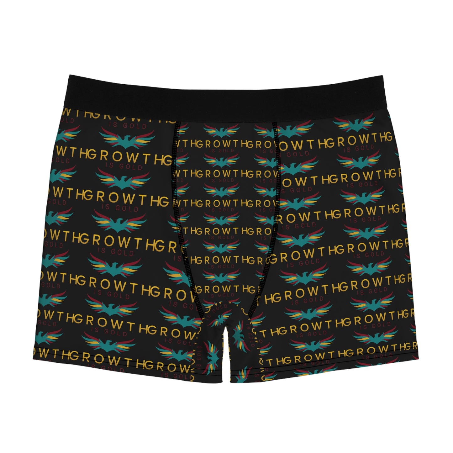 Grow Your Confidence Men's Boxer Briefs, Exclusive Underwear, Gift for Him, Growth Is Gold Phoenix Design, Comfortable Everyday Wear, Unique Men's Fashion