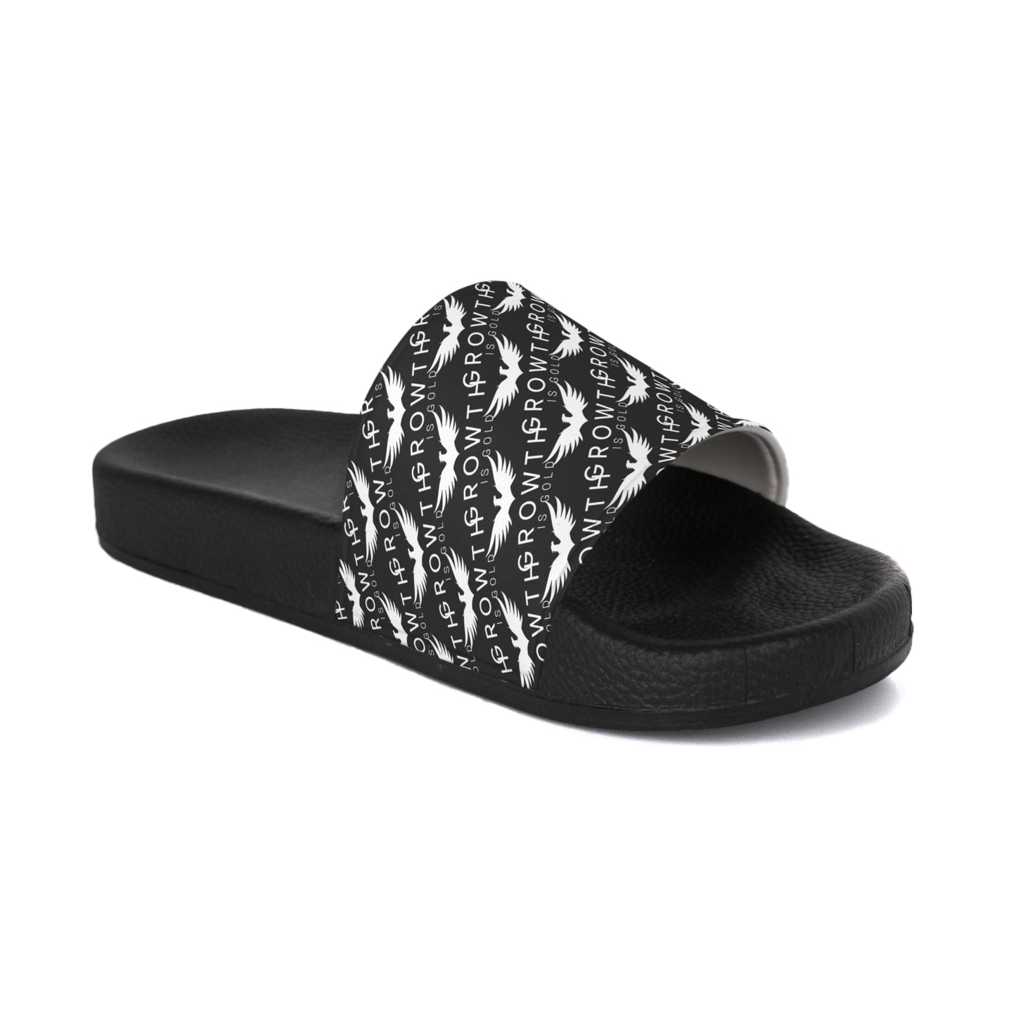 Growth is Gold Men's Slide Sandals - Comfortable Casual Footwear for Summer, Pool Days, Beach Trips, and Everyday Wear