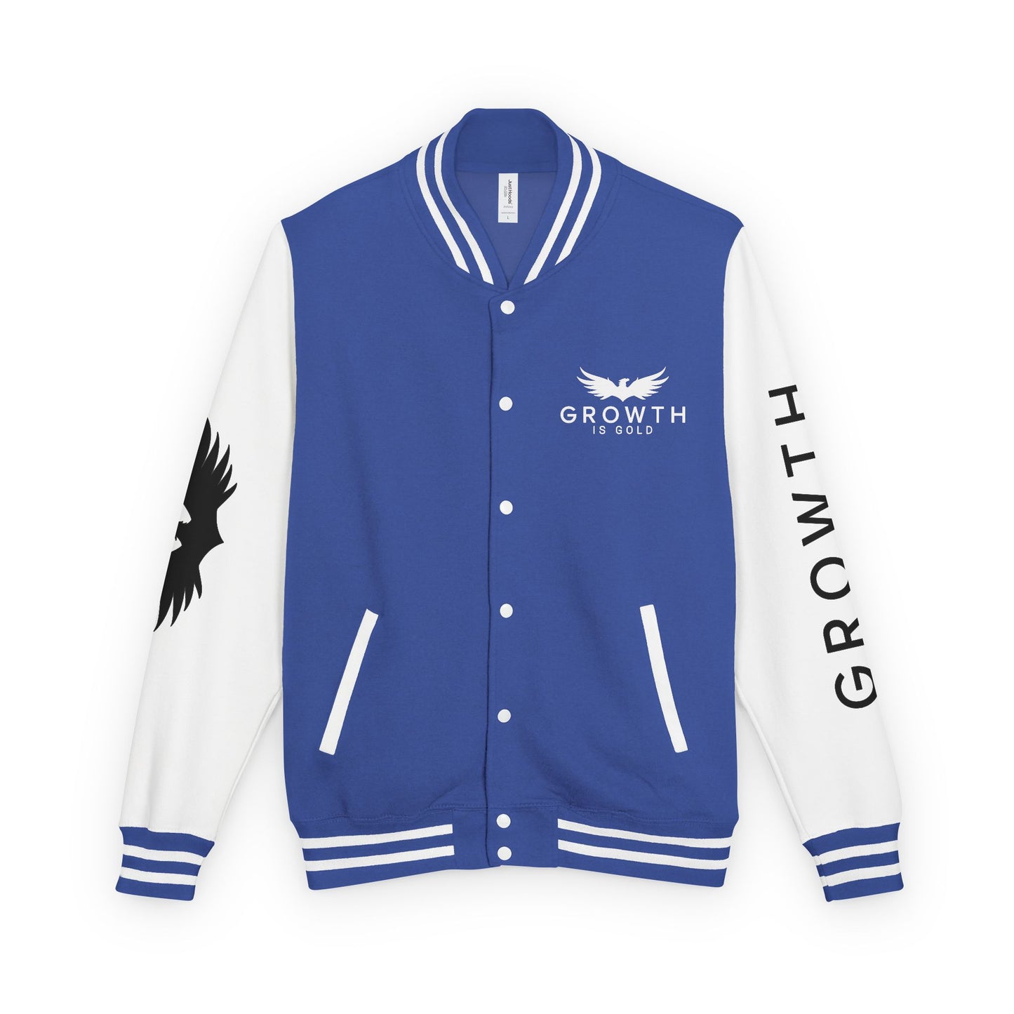 Elevated Style Unisex Letterman Jacket - Motivational Growth Quote, Casual Wear, Trendy Outerwear, Gift for Him/Her, Sports Jacket