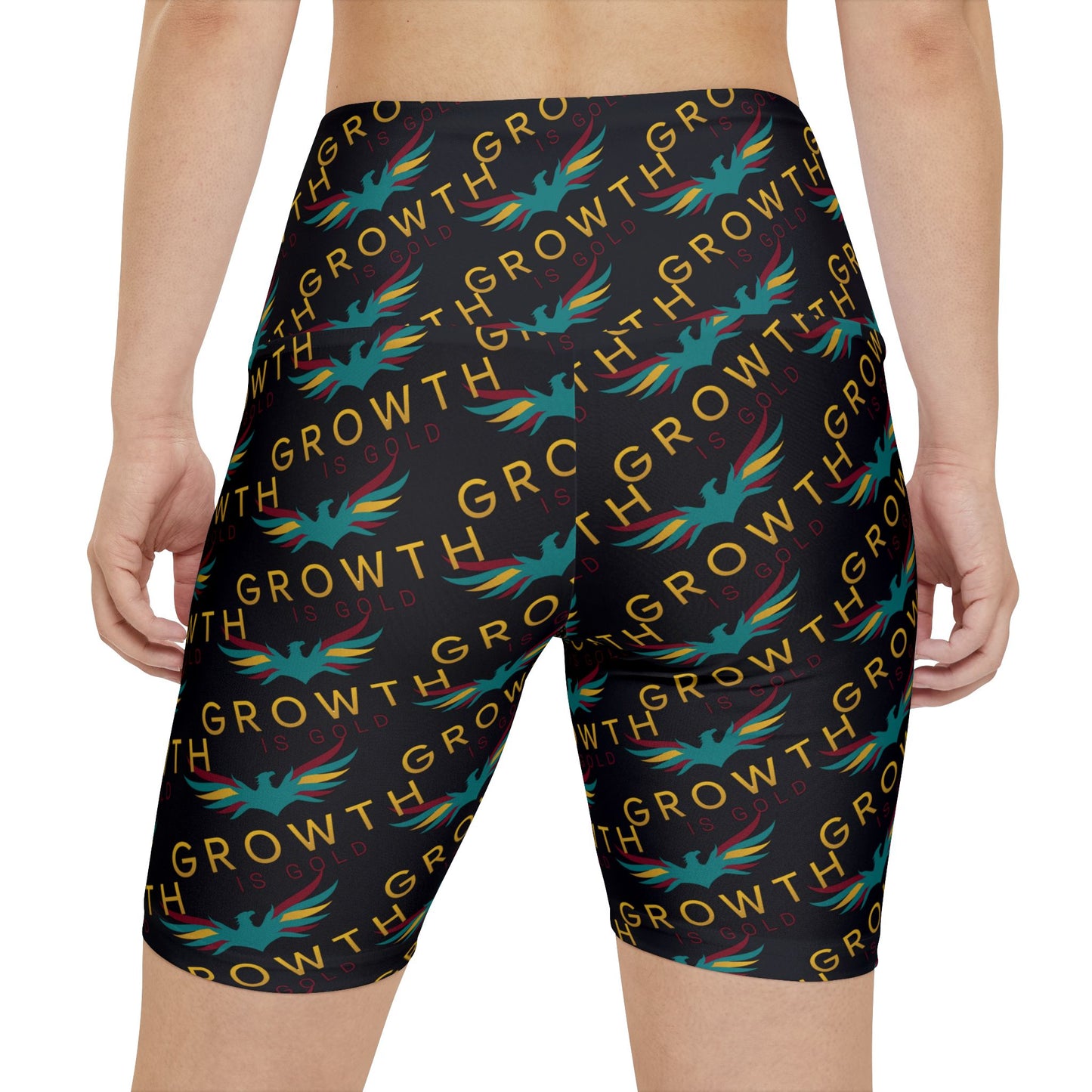 Workout Shorts — 'GROWTH' Motivational All-Over Print