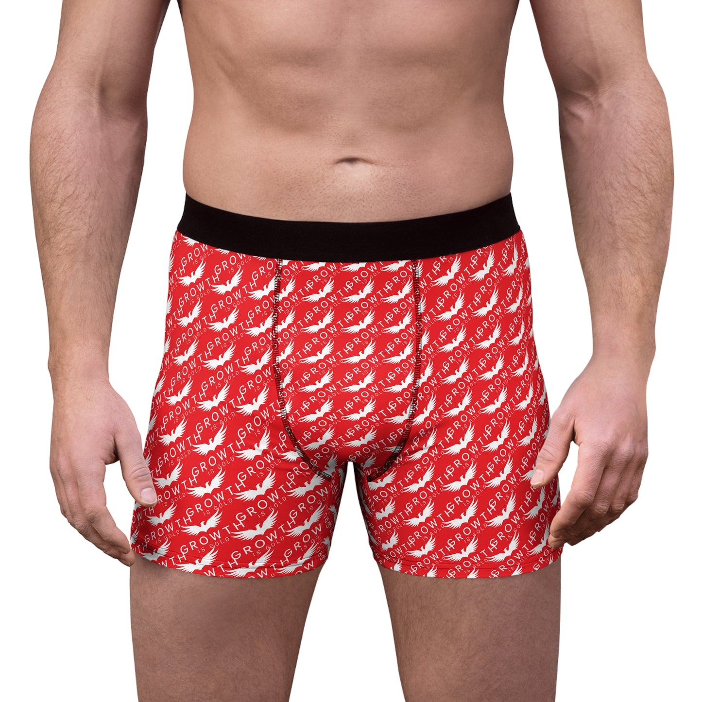Grow Your Confidence Men's Boxer Briefs, Funny Underwear, Gift for Him, Colorful AOP Design, Comfortable Everyday Wear, Unique Men's Fashion