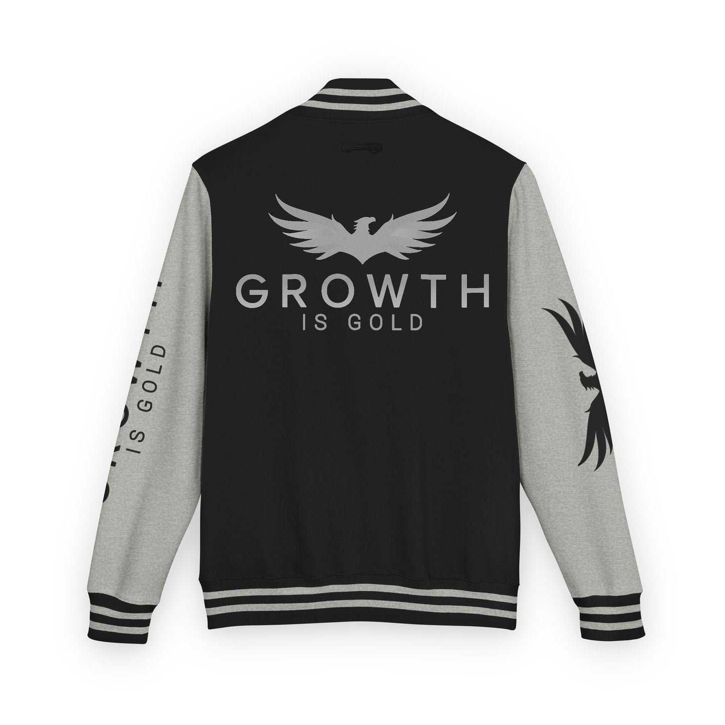 Elevated Style Unisex Letterman Jacket - Motivational Growth Quote, Casual Wear, Trendy Outerwear, Gift for Him/Her, Sports Jacket