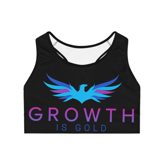 Growth Is Gold Sports Bra, Workout Apparel, Fitness Gear, Gift for Athletes, Motivational Wear