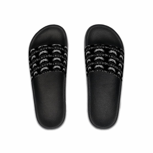 Growth Is Gold Men's Slide Sandals - Comfortable Casual Footwear for Summer, Pool Days, Beach Trips, and Everyday Wear