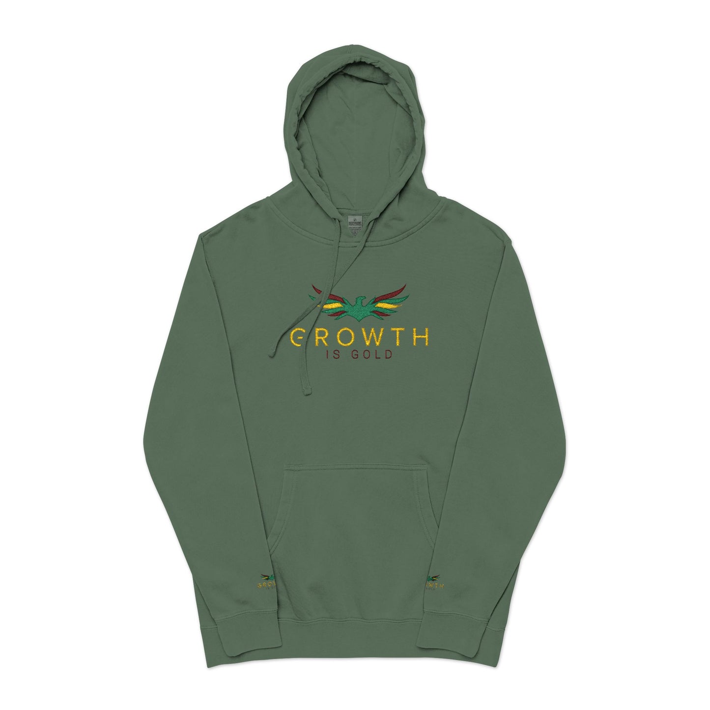 Growth Is Gold Inspired Unisex Embroidered Hoodie, Cozy Layering, Gift for Friends, Casual Fashion, Outdoor Adventures, Comfortable Loungewear