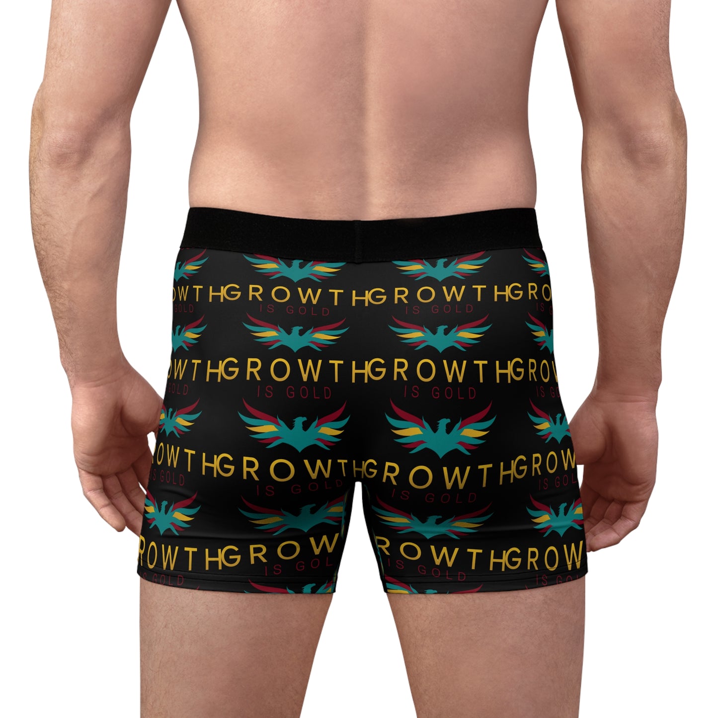 Grow Your Confidence Men's Boxer Briefs, Exclusive Underwear, Gift for Him, Growth Is Gold Phoenix Design, Comfortable Everyday Wear, Unique Men's Fashion