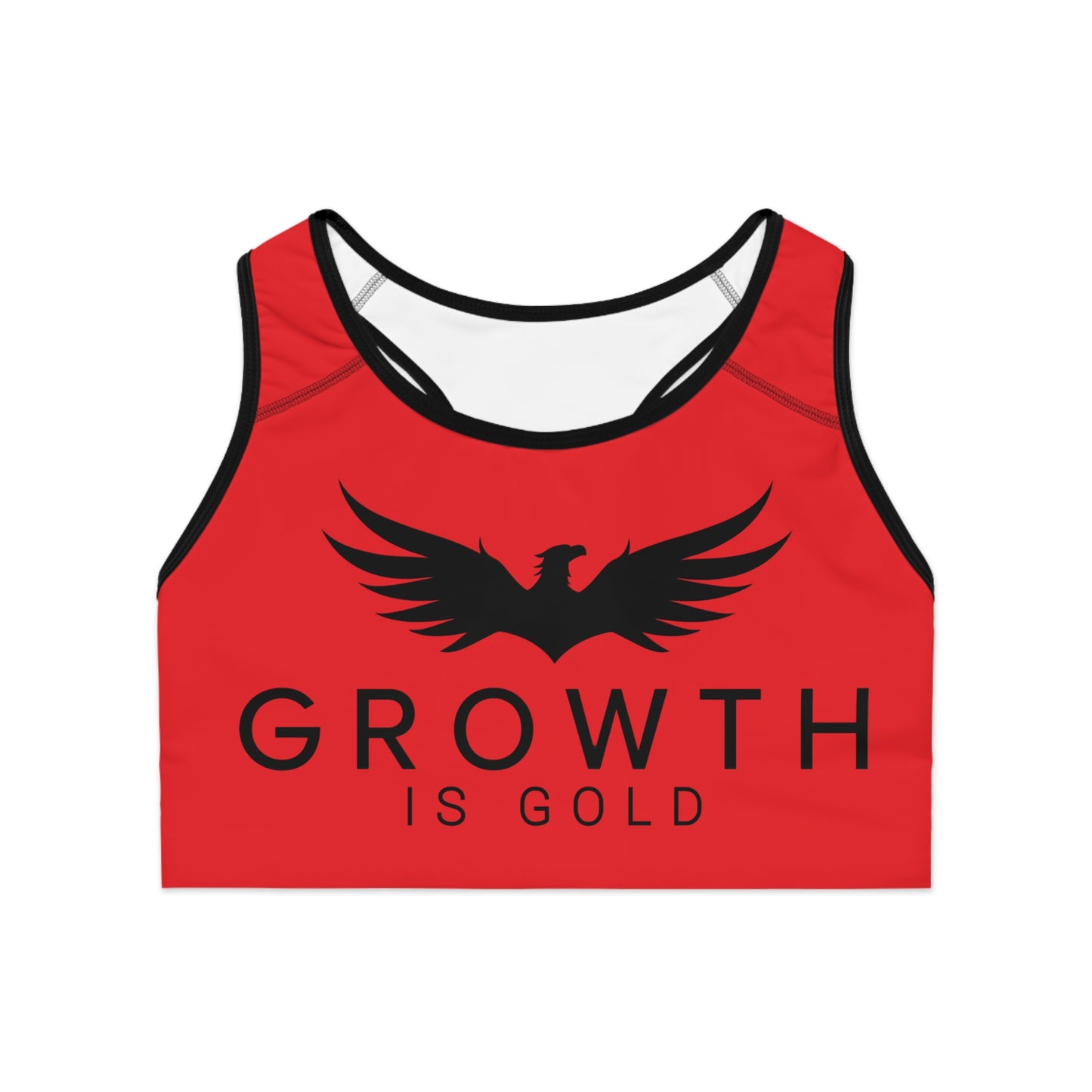 Empowering Sports Bra - Growth is Gold, Fitness Apparel, Workout Gear, Activewear, Motivational Clothing