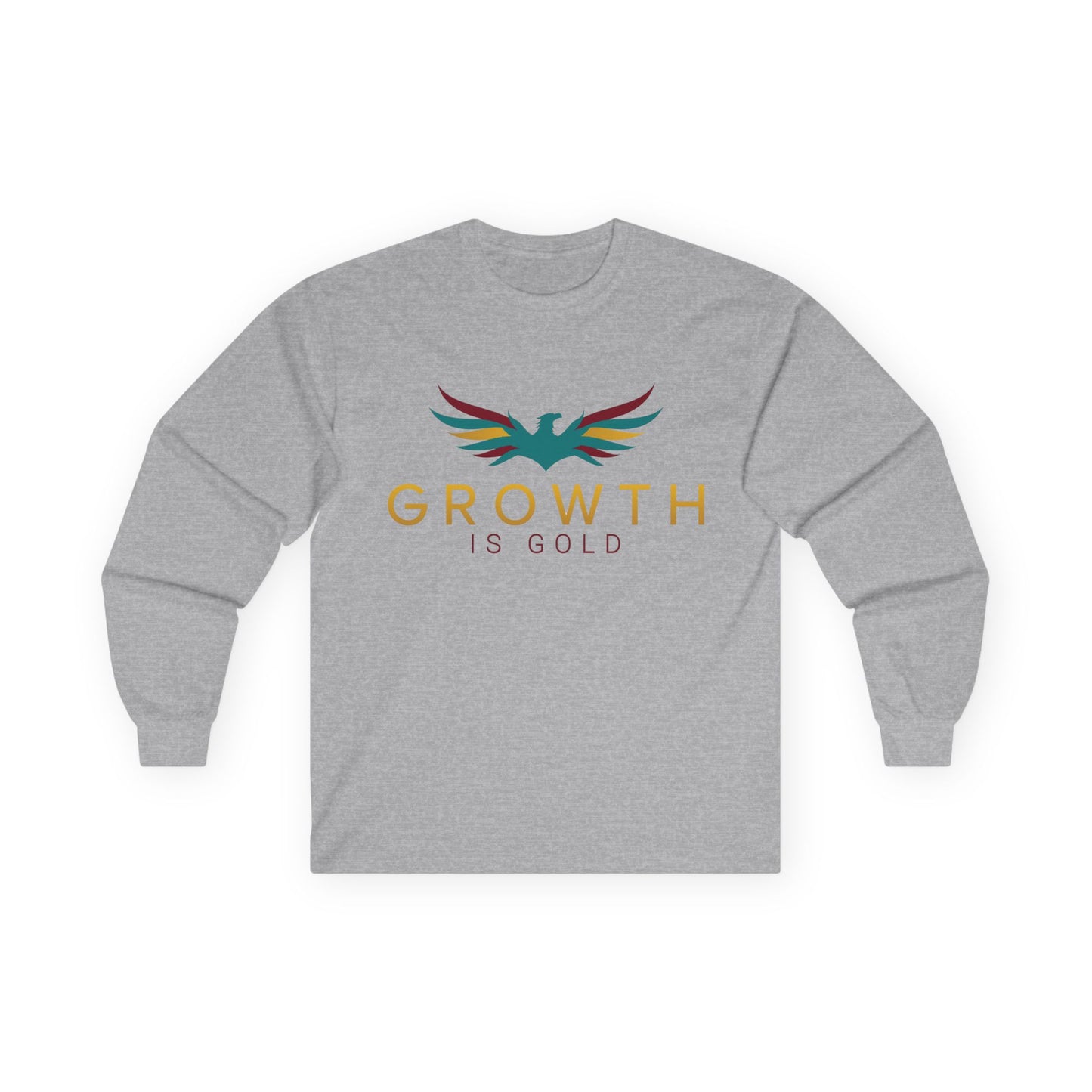 Inspirational Long Sleeve Tee, Growth Is Gold Shirt, Unisex Motivational Tee, Gift for Transformation, Positive Vibes Apparel