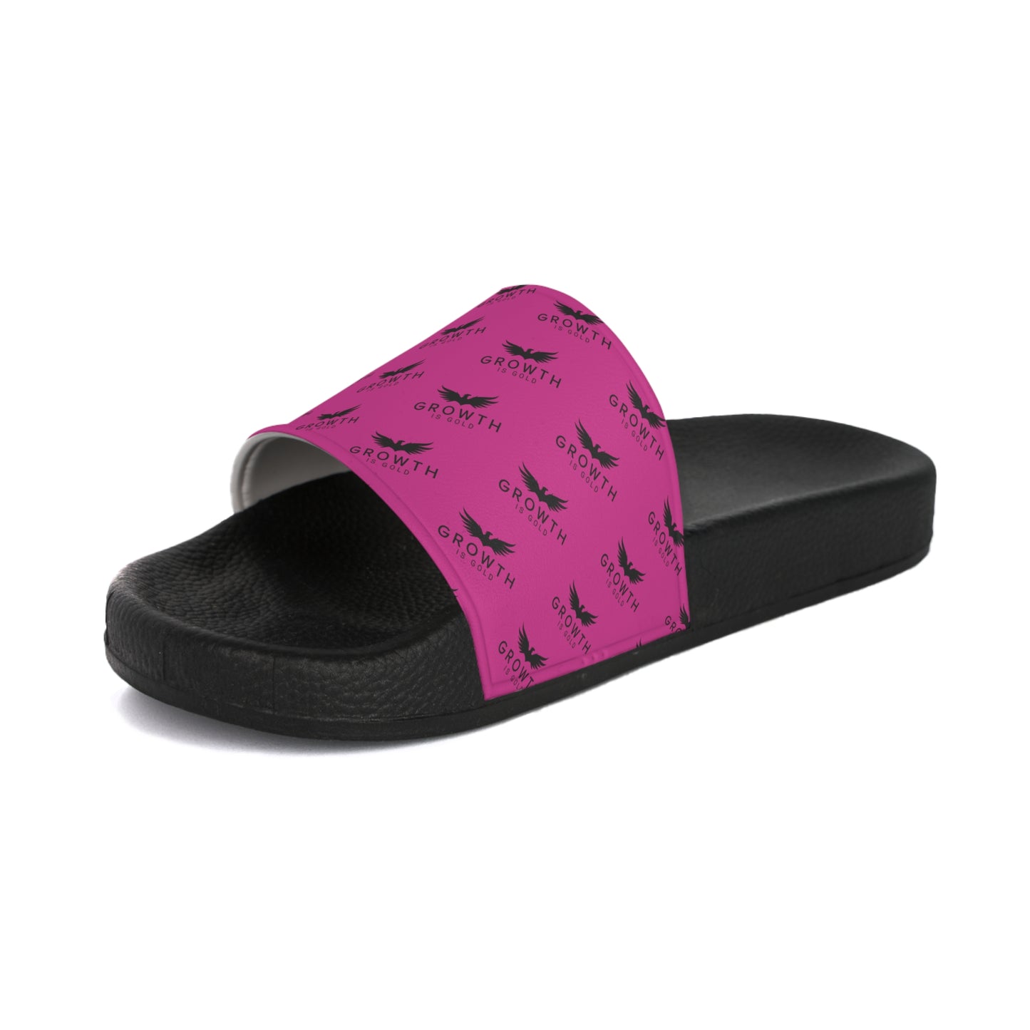 Growth is Gold Men's Slide Sandals - Comfortable Casual Footwear for Summer, Pool Days, Beach Trips, and Everyday Wear