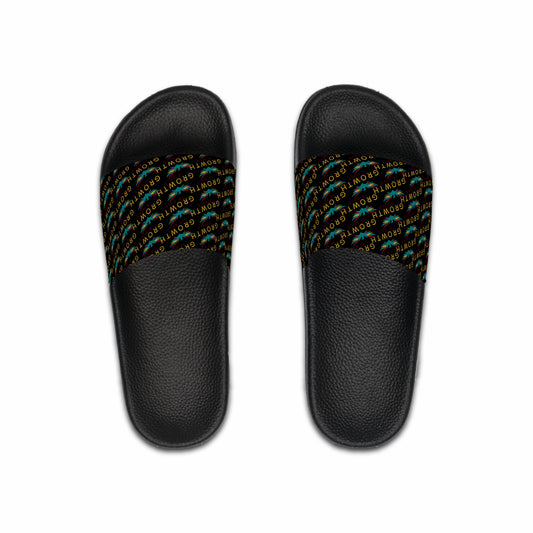 Growth is Gold Men's Slide Sandals - Comfortable Casual Footwear for Summer, Pool Days, Beach Trips, and Everyday Wear