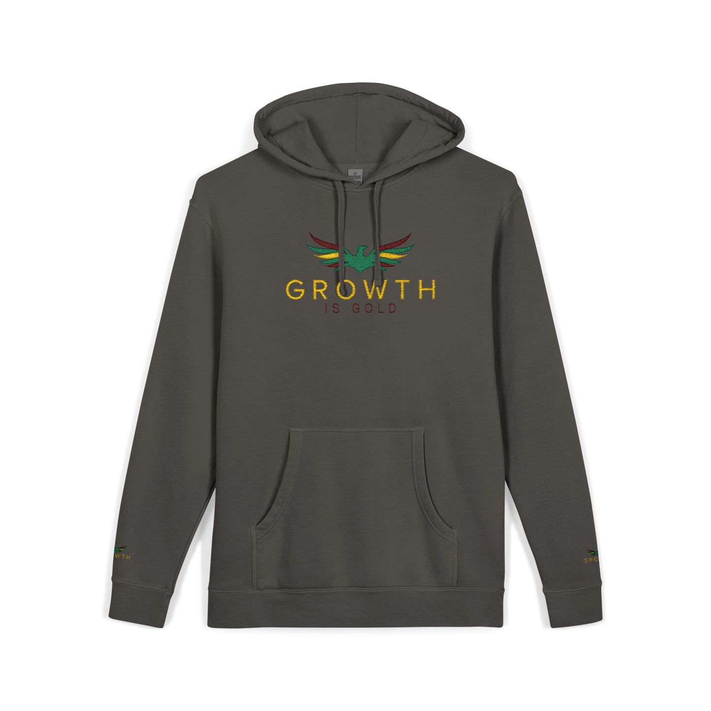Growth Is Gold Inspired Unisex Embroidered Hoodie, Cozy Layering, Gift for Friends, Casual Fashion, Outdoor Adventures, Comfortable Loungewear